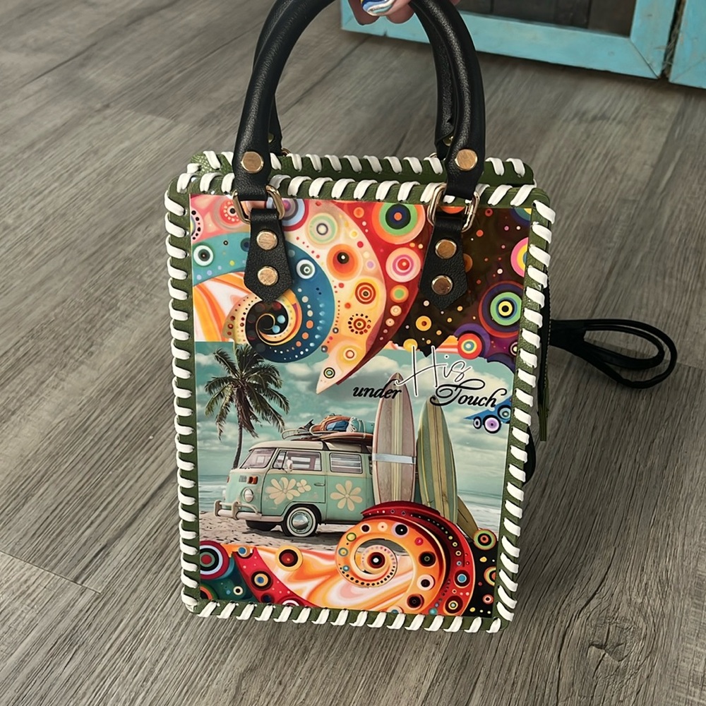 *SOLD* CHiP modern style VW camper van bug beetle car waves surf crossbody purse - Picture 8 of 17